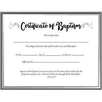 HORIZONTAL BAPTISM CERTIF BLK