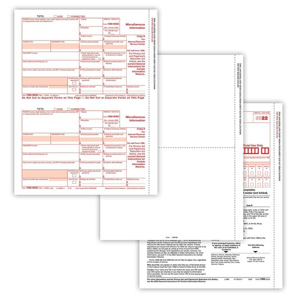 12640: 1099 MISC FORM BLANK 6 PART SET