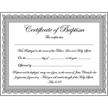 Baptism Certificate BLK Horizontal 25CT